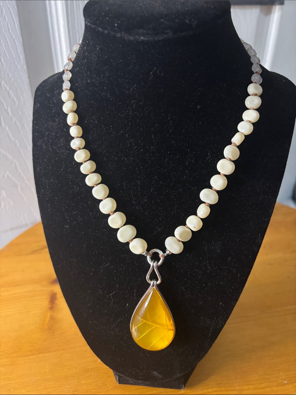 Handcrafted Yellow Teardrop Pendant Necklace